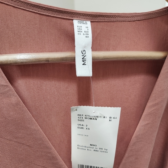 NEW WITH TAG MANGO CARA DRESS MUTED PINK SIZE 2 - Picture 4 of 9